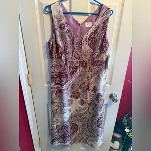 Liz Claiborne Emma James Purple, Green, and tan Paisley Dress Sz 14